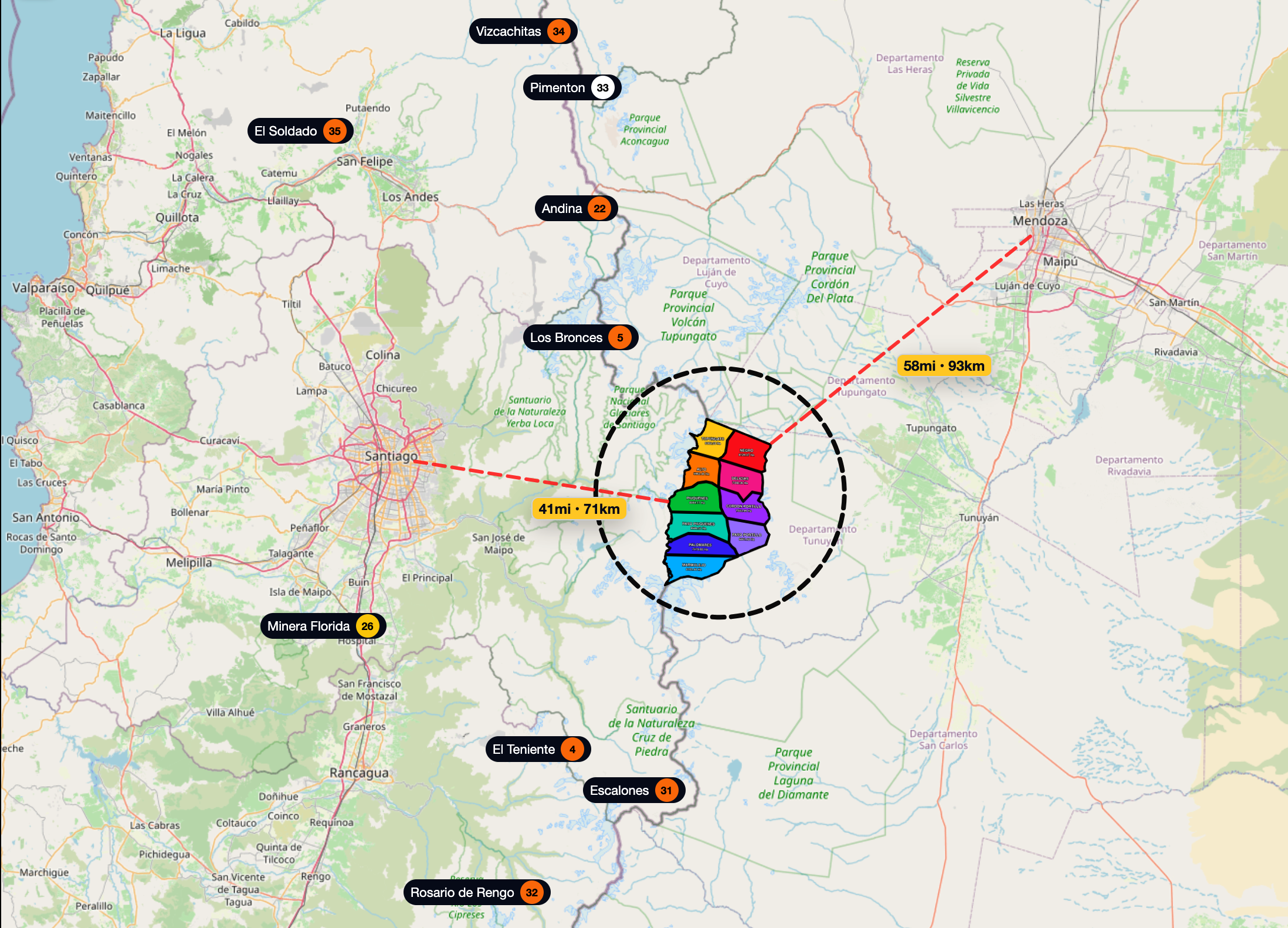 Mapa del corredor estratégico